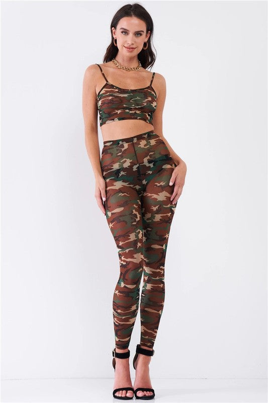 LEGGING/JOGGERS: Camo Sheer Top & Leggings Set