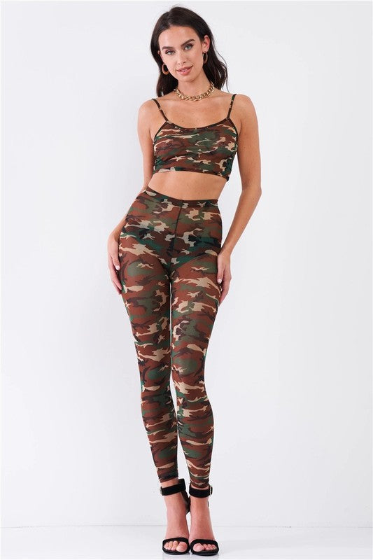 camo sheer top