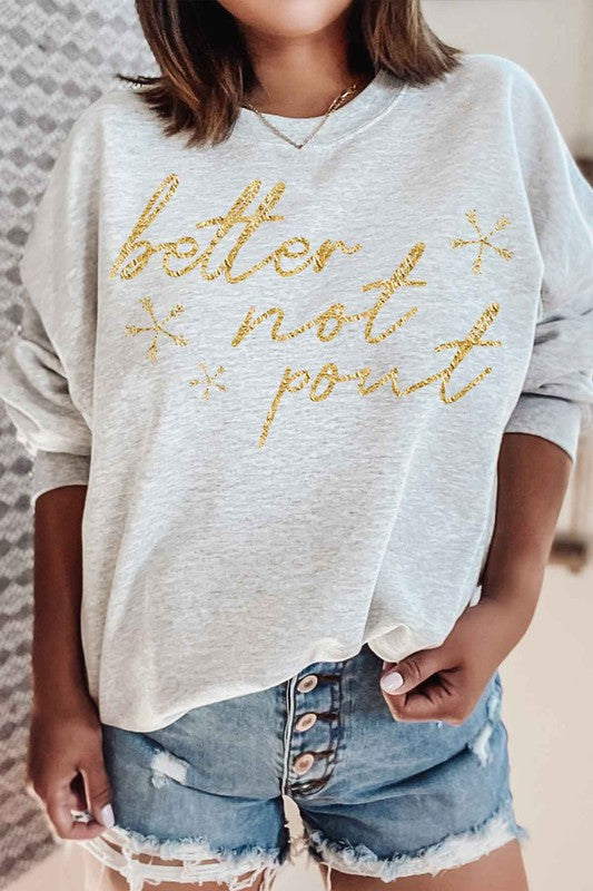 GRAPHIC SWEATERS: Gold Foil Christmas Plus Size Sweatshirt