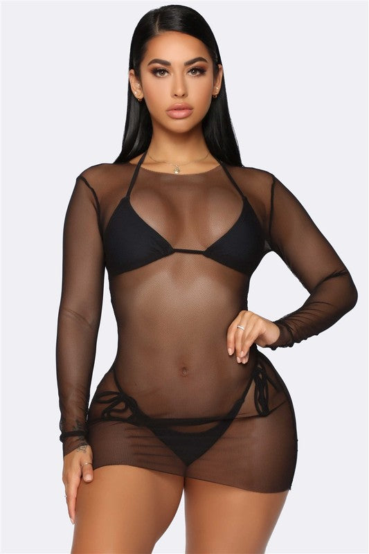 SWIMWEAR: Two Piece Swimsuit & Mesh Cover Up Set
