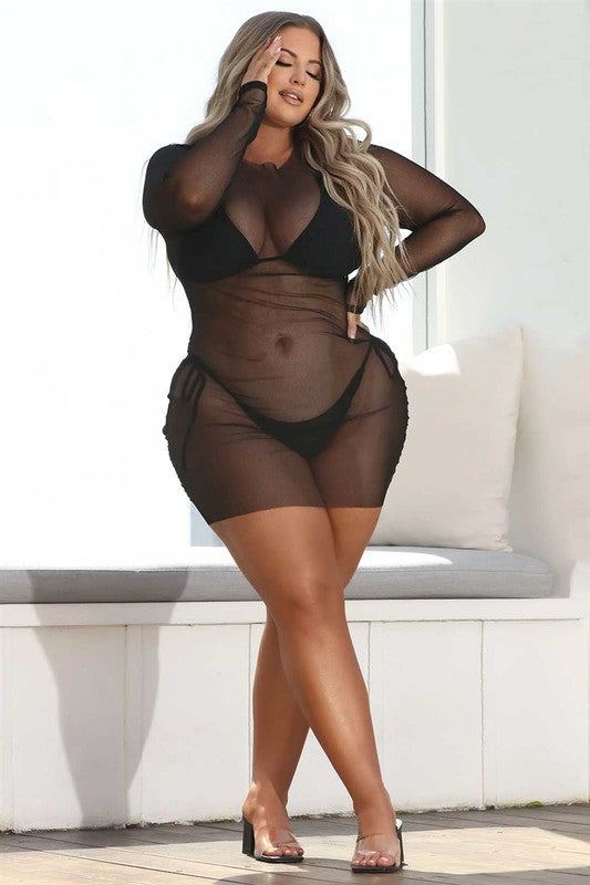 SWIMWEAR: Two Piece Swimsuit & Mesh Cover Up Set