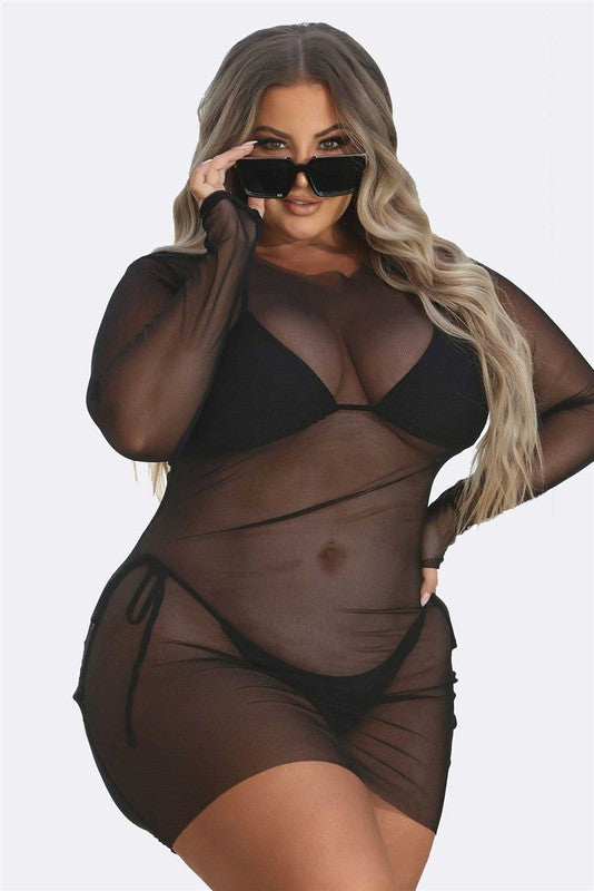 SWIMWEAR: Two Piece Swimsuit & Mesh Cover Up Set