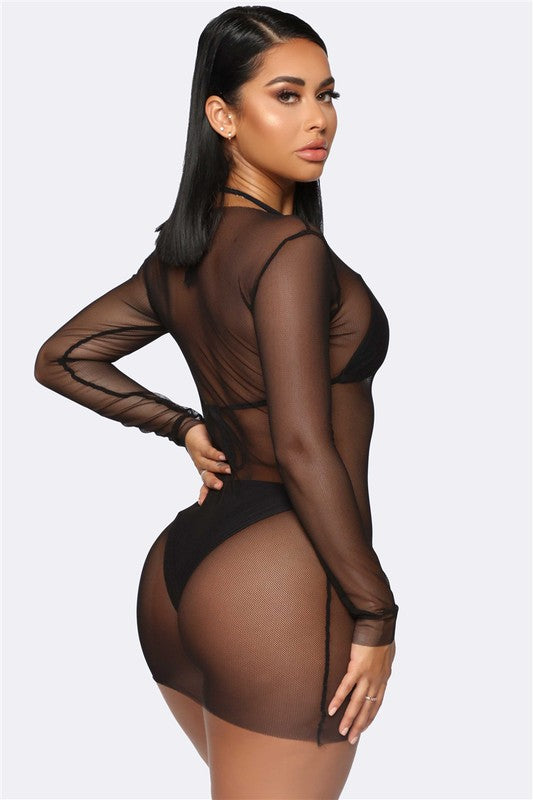 SWIMWEAR: Two Piece Swimsuit & Mesh Cover Up Set