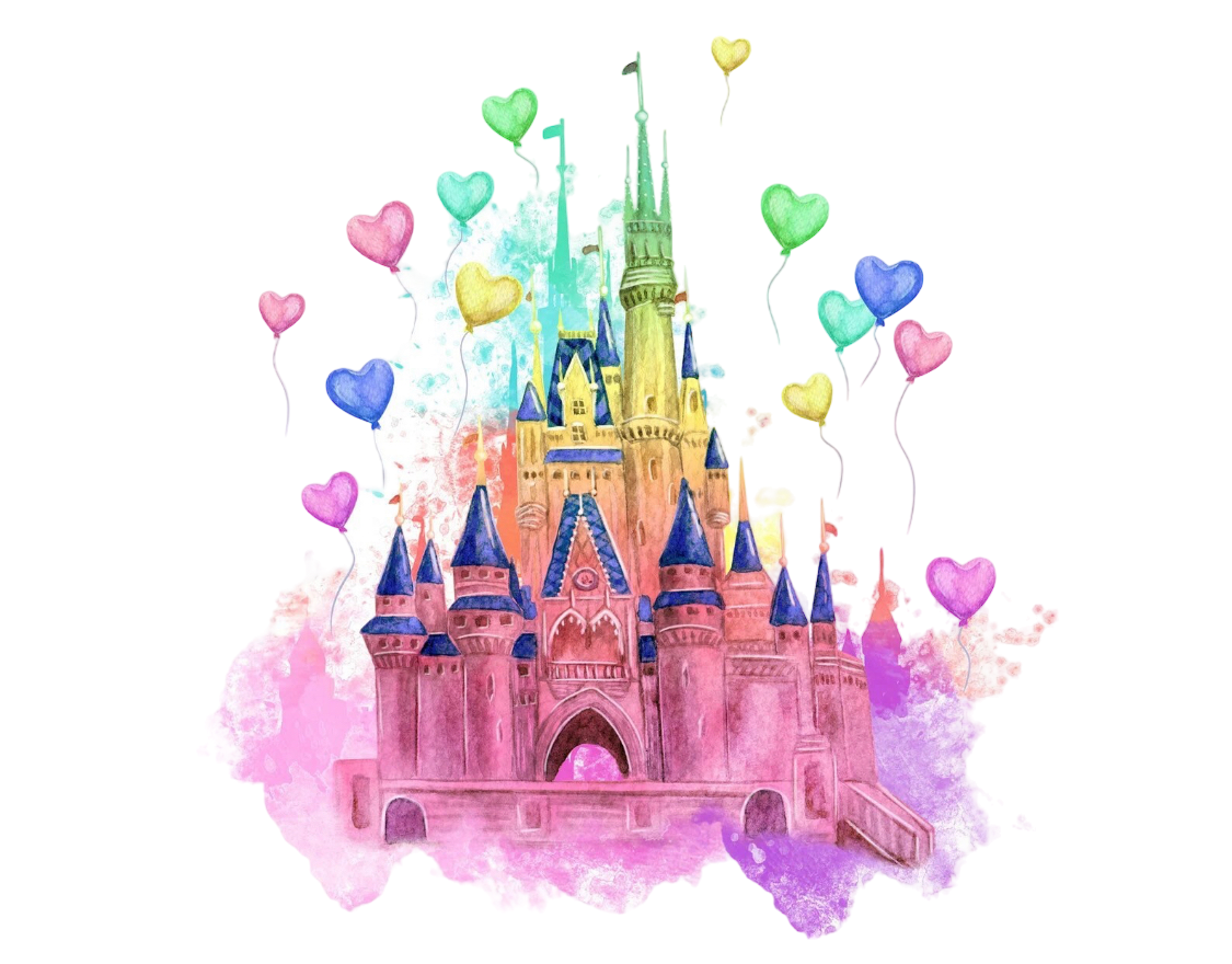 * Disney: GRAPHIC "Disney Water Color Castle" Unisex Adult Tee and Crewneck Sweatshirt