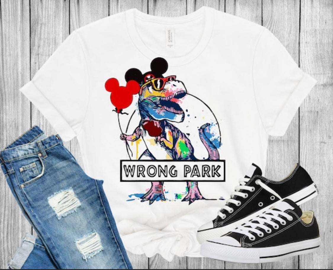 * DISNEY: Graphic "Wrong Park" Unisex Adult Tee, Crewneck Sweatshirt and Hoodie