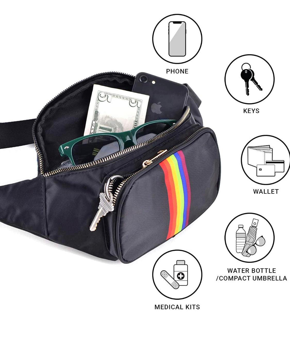 BUM BAG/ FANNY PACK / CROSSBODY: đ Rainbow Bum Bag / Fanny Pack