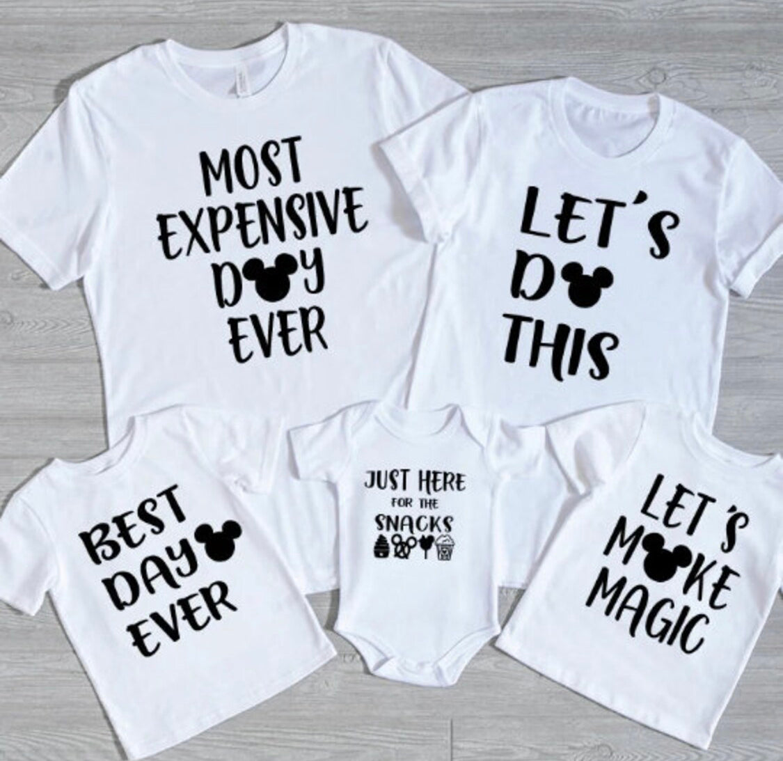 * DISNEY: Graphic "HAPPIEST DAY EVER" Unisex Adult Tee, Crewneck Sweatshirt and Hoodie