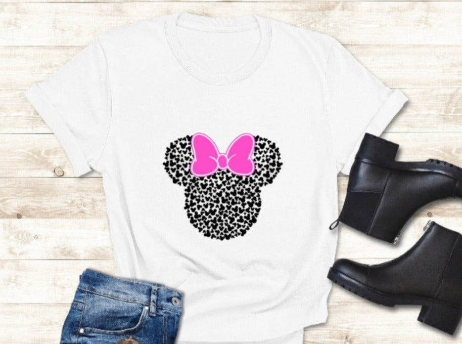 * DISNEY: Graphic "Minnie Pink Bow" Unisex Adult Tee, Crewneck and Hoodie