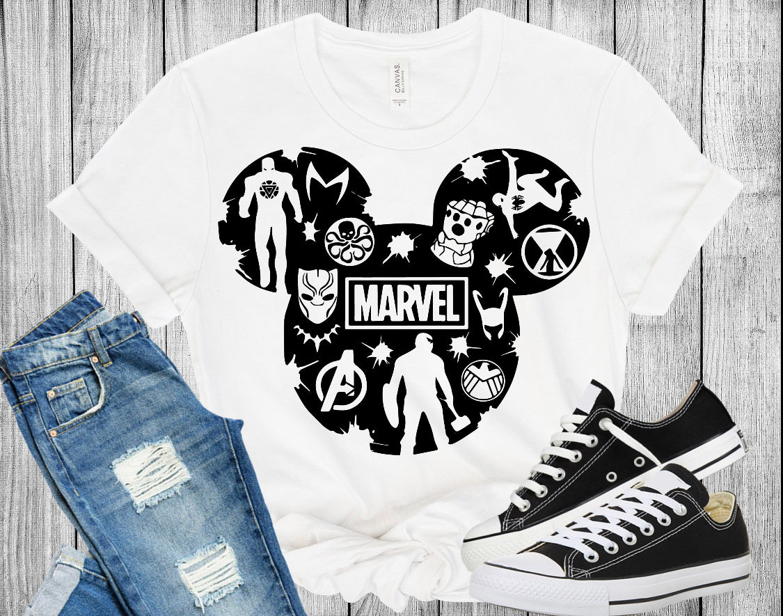 * DISNEY: Graphic "Marvel Mickey" Unisex Youth Tee and Crewneck Sweatshirt