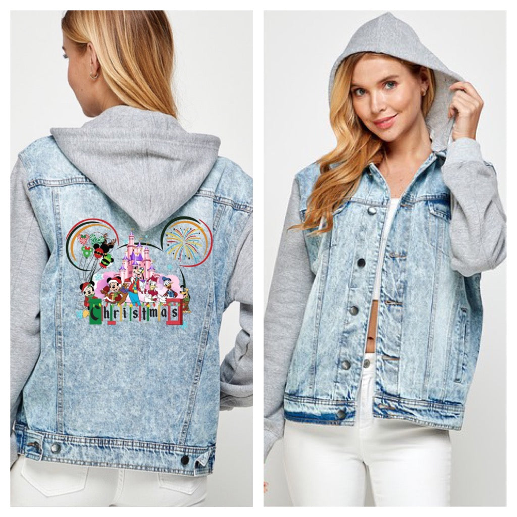 * DISNEY: Hooded Jean Jacket "Disneyland Design - Also available in Unisex Adult Tee, Crewneck Sweatshirt and Hoodie