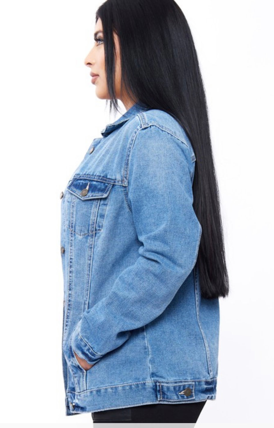 JEAN JACKET: Vintage Wash Oversized Boyfriend Denim Jacket