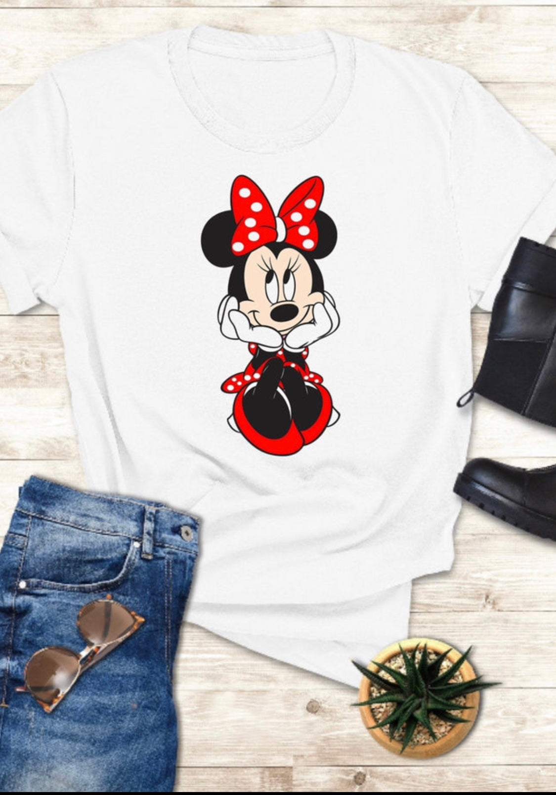 * DISNEY: Graphic "Minnie Red Bow" Unisex Adult Tee, Crewneck Sweatshirt and Hoodie