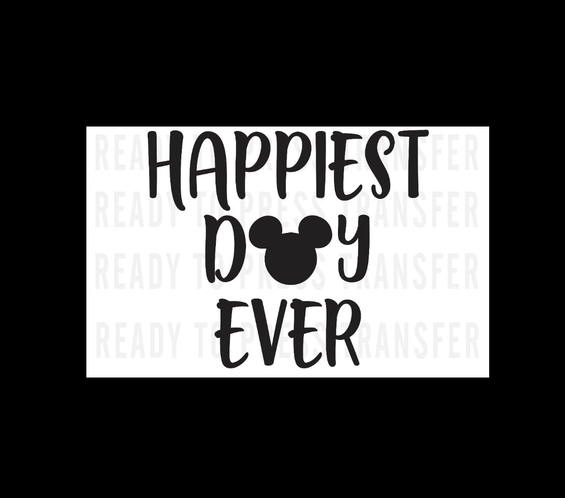 * DISNEY: Graphic "HAPPIEST DAY EVER" Unisex Adult Tee, Crewneck Sweatshirt and Hoodie