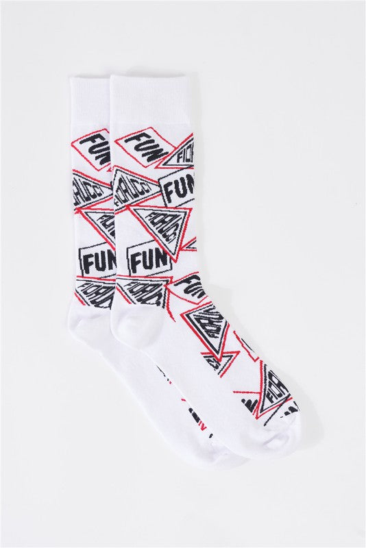 SOCKS: Over The Calf Printed Logo Detail Socks