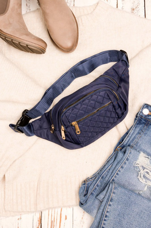 BUM BAG/ FANNY PACK / CROSSBODY: Quilted Belt Sling Bum Bag