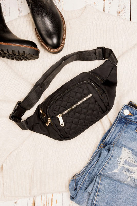 BUM BAG/ FANNY PACK / CROSSBODY: Quilted Belt Sling Bum Bag