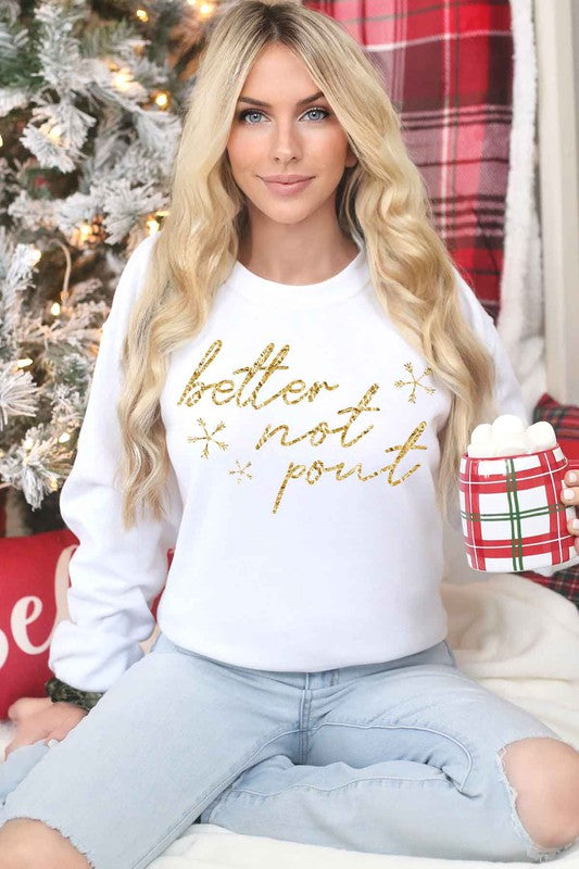 GRAPHIC SWEATERS:  Gold Foil Christmas Plus Size Sweatshirt