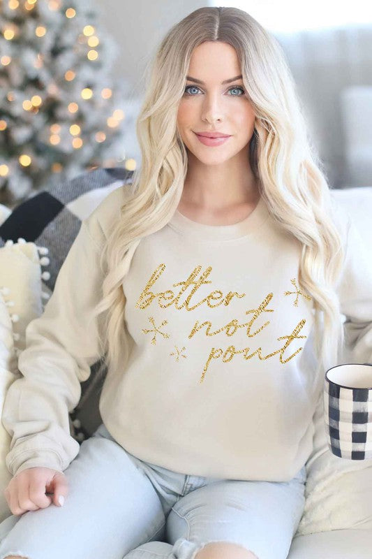 GRAPHIC SWEATERS:  Gold Foil Christmas Plus Size Sweatshirt