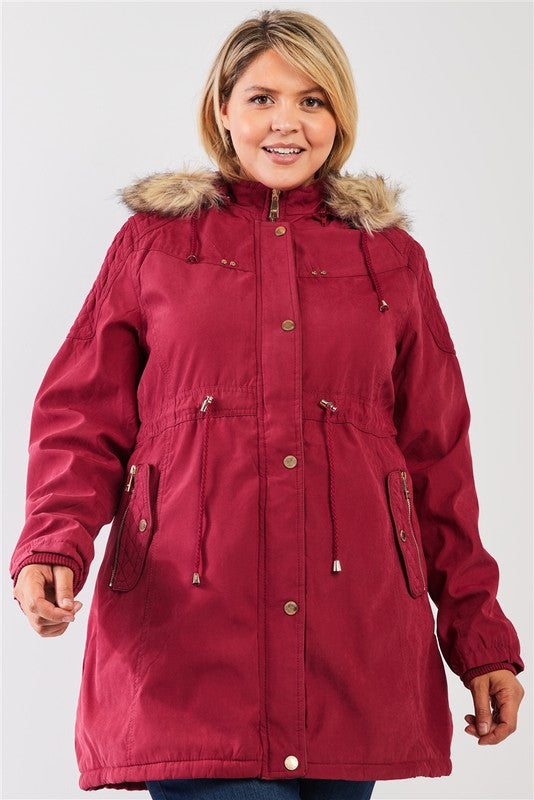 JACKET: Vegan Fur Cotton Twill Parka Jacket