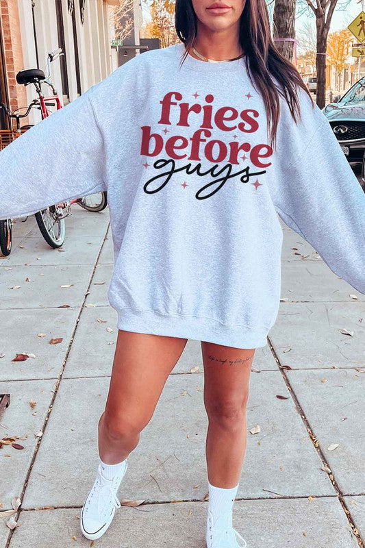 SWEATERS: Fries before Guys Plus Size Unisex Crew Neck