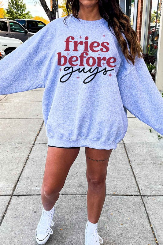 SWEATERS: Fries before Guys Plus Size Unisex Crew Neck