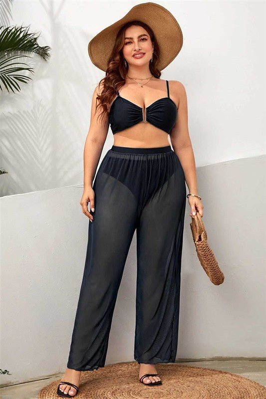 SWIMWEAR: Mesh Material Sheer High Waist Pants