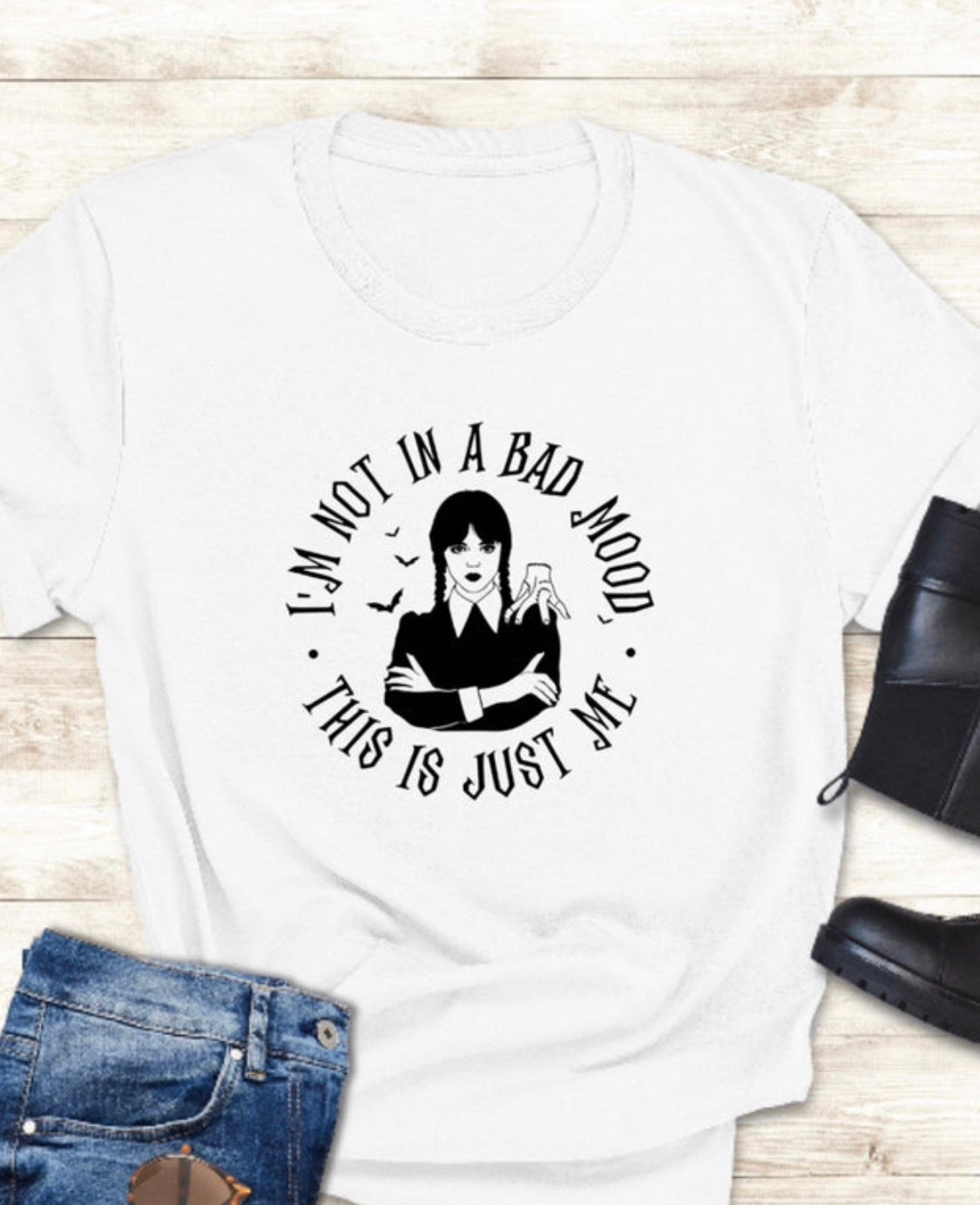 *ADDAMS FAMILY: Graphic  "Wednesday" Unisex Adult Tee, Crewneck and Hoodie