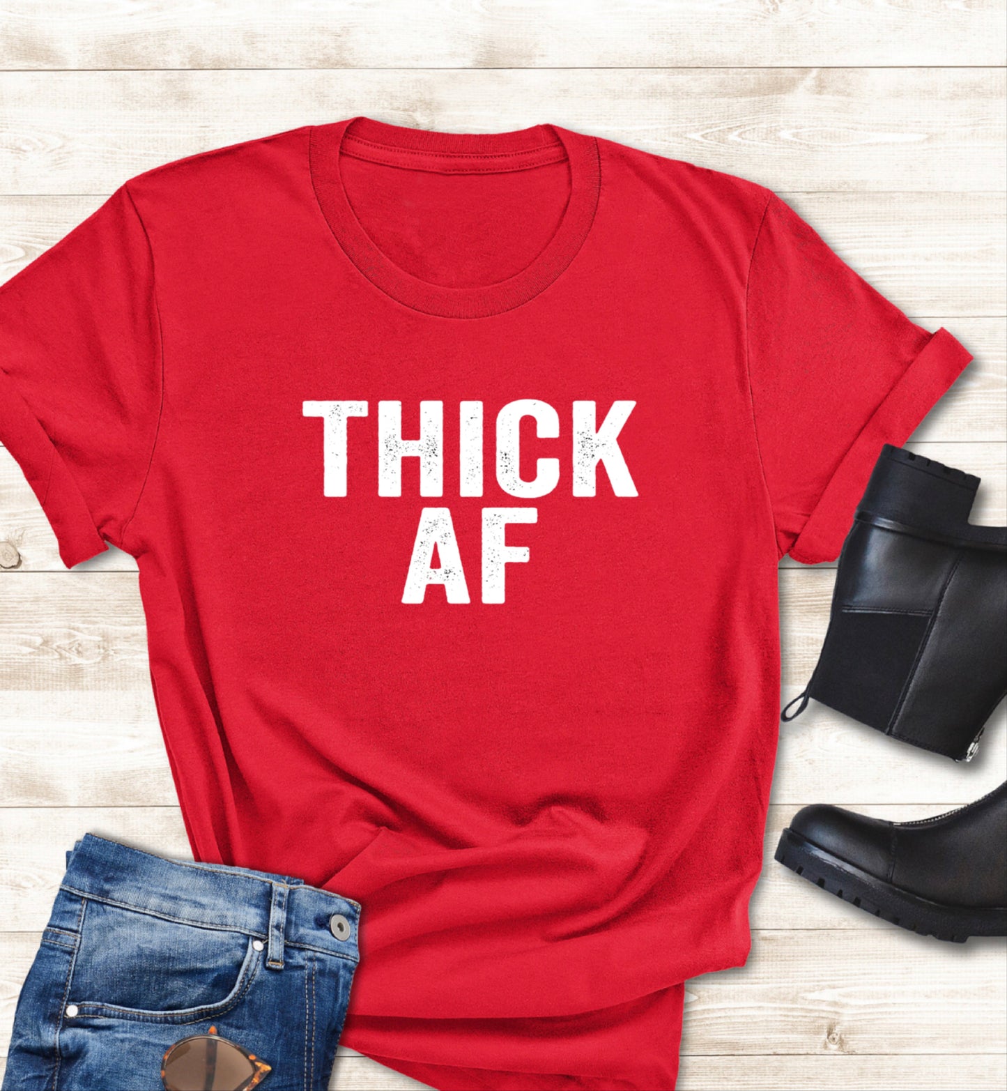 *Graphic Tees & Sweatshirts "THICK AF" Unisex Adult Tee, Crewneck Sweatshirt and Hoodie