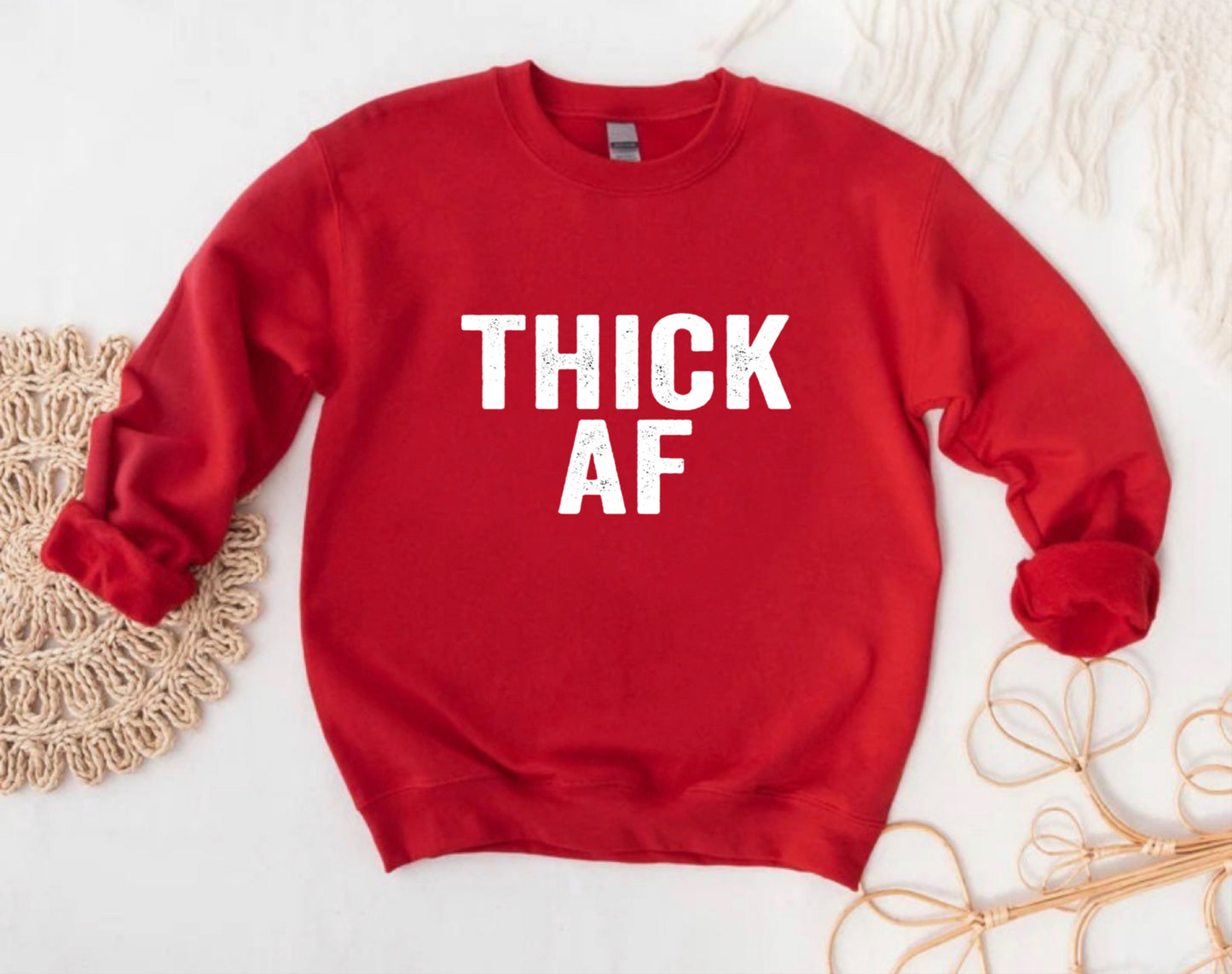 *Graphic Tees & Sweatshirts "THICK AF" Unisex Adult Tee, Crewneck Sweatshirt and Hoodie