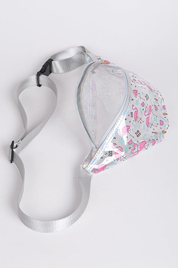 BUM BAG/ FANNY PACK: Flamingo 🦩 Clear Bum Bag STADIUM APPROVED