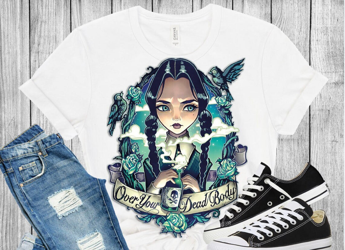 *ADDAMS FAMILY: GRAPHIC  Youth UNISEX TEE: "Wednesday"  Available in Unisex Tees / Sweatshirts / Long Sleeves available in Kid & Adult Sizes